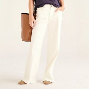 NWT NAADAM Soft Denim Wide Leg Jeans Size 14 Milk White High Rise Stretch Twill